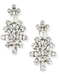 Oscar de la Renta Navette Crystal Drop Clip Earrings
