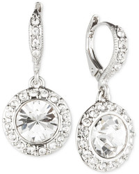 Givenchy Rhodium Plated Crystal Round Drop Earrings
