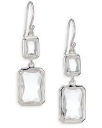Ippolita Rock Candy Clear Quartz Sterling Silver Snowman Rectangle Drop Earrings