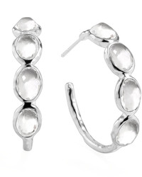 Ippolita Rock Candy Silver Four Stone 2 Hoop Earrings Clear Quartz