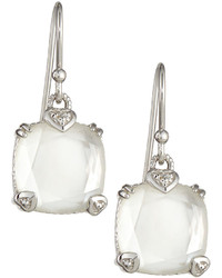 Judith Ripka Rock Crystal Quartz Cushion Earrings Gift Boxed