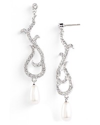 Nina Romantic Swarovski Crystal Faux Pearl Drop Earrings