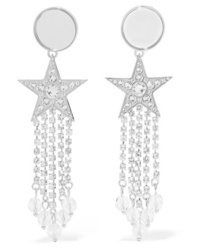 Miu Miu Silver Tone Crystal And Perspex Clip Earrings