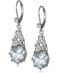 Betsey Johnson Stone Pearl Crystal Gem Drop Earrings