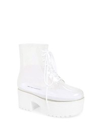 Clear Leather Ankle Boots