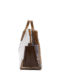 Fendi Transparent And Brown Leather And Fur Forever Patch Pocket Tote