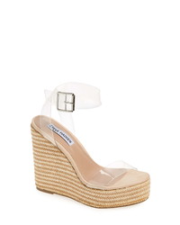 Clear Leather Wedge Sandals