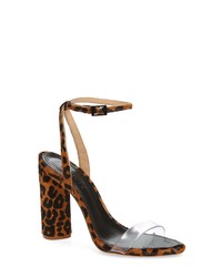 Clear Leopard Leather Heeled Sandals