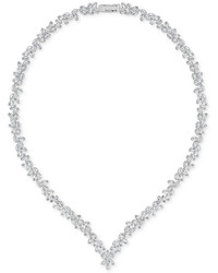 Swarovski 16 Silver Tone Marquise Crystal V Necklace