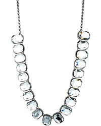 Danielle Stevens Jewelry Faceted Square Stone Necklace In Clear