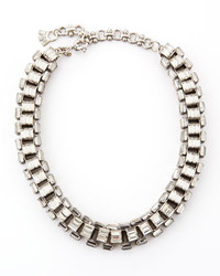 Lee Angel Silver Plated Clear Crystal Baguette Necklace