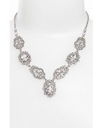 Nina Celine Pave Crystal Y Necklace Silver Clear Crystal