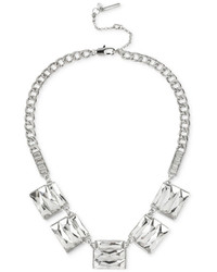 Kenneth Cole Silver Tone Crystal Baguette Frontal Necklace