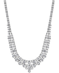Charter Club Silver Tone Two Row Crystal Collar Necklace Created For Macys