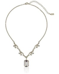 Swarovski 1928 Jewelry Bridal Crystal Silver Tone Crystal Drop Pendant Necklace 16