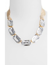 Vince Camuto Crystal Clear Crystal Ribbon Frontal Necklace Gold Clear Crystal Beige