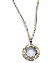 Ippolita Lollipop Clear Quartz Diamond 18k Yellow Gold Mini Pendant Necklace