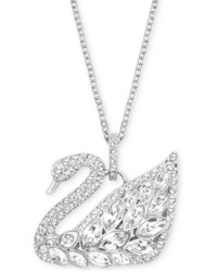 Swarovski Silver Tone Multi Crystal Swan Pendant Necklace