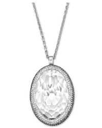 Swarovski Necklace Palladium Plated Clear Crystal Oval Pendant Necklace