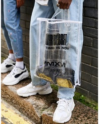 ASOS DESIGN Plastic Tote Bag With Text Print