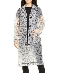 HVN Jen Cheetah Print Translucent Trench Raincoat
