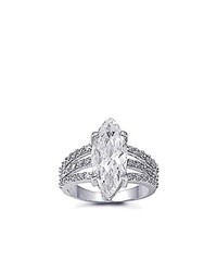 DoubleAccent Rhodium Plated Sterling Silver Wedding Engaget Ring Marquise Shape Clear Cz Clear Cz Ladies Ring 15mm