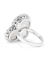 Chopard Happy Diamonds 18 Karat White Gold Diamond And Mother Of Pearl Ring