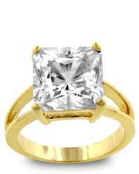 Kate Bissett Goldtone Clear Cz Solitaire Ring