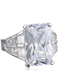 Kenneth Jay Lane Cz By Trend Clear Emerald Cubic Zirconia Tapered Sides Adjustable Ring Size 5 7 18 Cttw