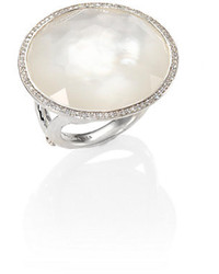 Ippolita Stella Mother Of Pearl Clear Quartz Diamond Sterling Silver Large Doublet Cocktail Ring