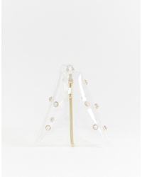 ASOS DESIGN Plastic Triangular Pearl Stud Wristlet Clutch Bag