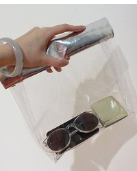 ChicNova See Through Pvc Clutch Bag With Silver Rolled Design