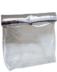 ChicNova See Through Pvc Clutch Bag With Silver Rolled Design, $43