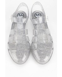 JuJu Footwear Tinkerbelle Glitter Mini Wedge Heeled Jelly Sandal