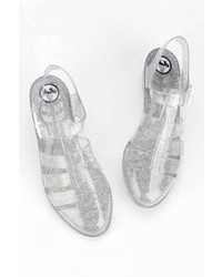 JuJu Footwear Tinkerbelle Glitter Mini Wedge Heeled Jelly Sandal