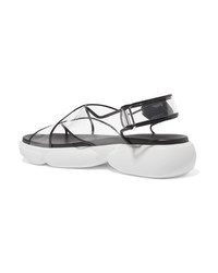 Prada Logo Detailed Leather Pvc And Rubber Sandals