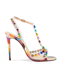 Christian Louboutin Faridaravie 100 Embellished Pvc And Mirrored Leather Sandals
