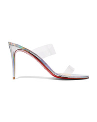Christian Louboutin Just Nothing 85 Pvc And Metallic Leather Mules