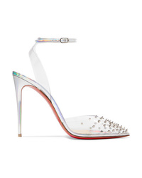 Christian Louboutin Spikoo 100 Spiked Pvc And Iridescent Leather Pumps