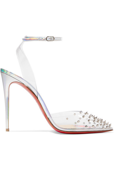 Christian Louboutin Spikoo 100 Spiked Pvc And Iridescent Leather Pumps 995 NET A PORTER.COM Lookastic