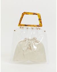 PrettyLittleThing Bag With Tortoiseshell Handle In Clear