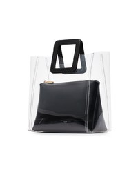 Staud Black Shirley Leather Pvc Tote Bag