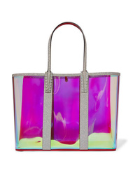 Christian Louboutin Cabata Spiked Pvc And Glittered Leather Tote