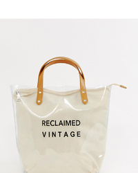 Reclaimed Vintage Inspired Clear Plastic Tote Bag With Logo Canvas Inner