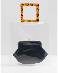 ASOS DESIGN Plastic Tort Grab Handle Bag With Frame Clutch Inner