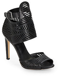 Cutout Leather Heeled Sandals