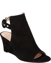 Cutout Suede Wedge Ankle Boots