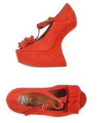 Cutout Suede Wedge Pumps
