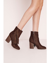 Missguided Tassel Side Ankle Boots Brown
