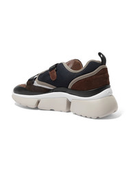 Chloé Sonnie Canvas Mesh Suede And Leather Sneakers